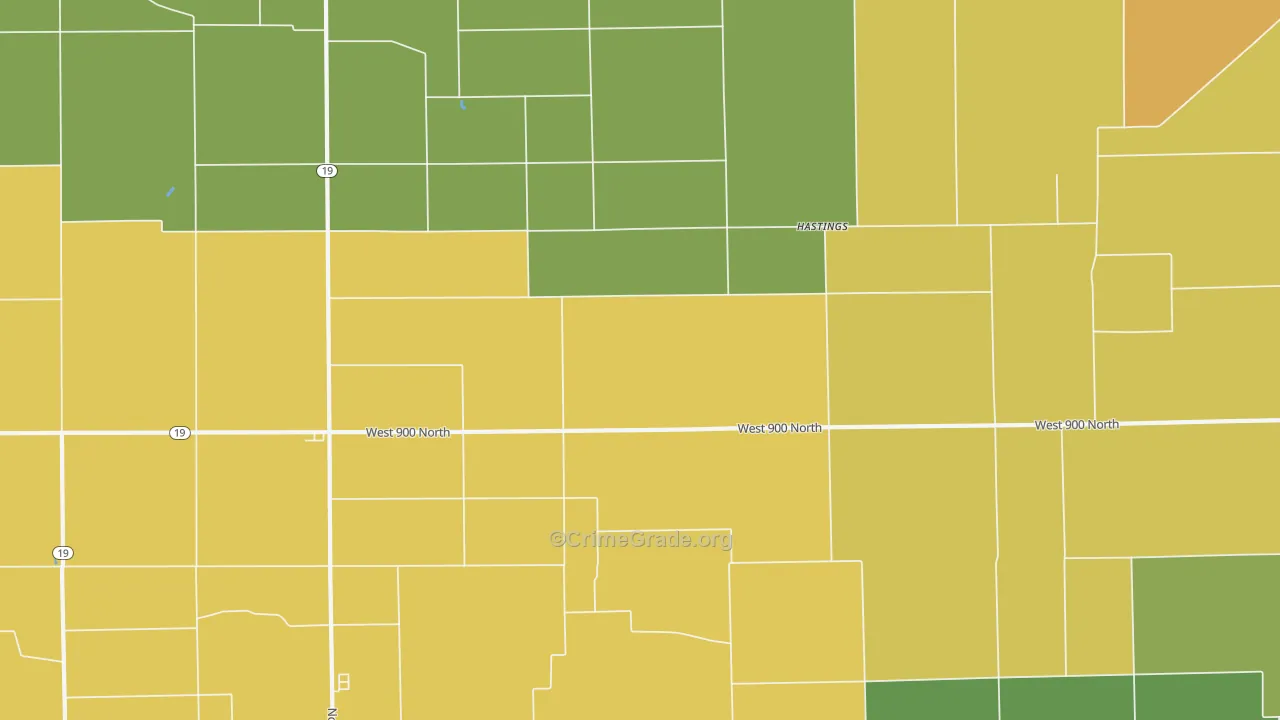 Hastings, IN Map of Arson Rates