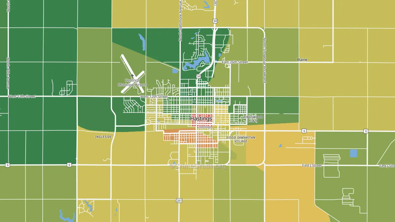 Hastings, NE Map of Arson Rates