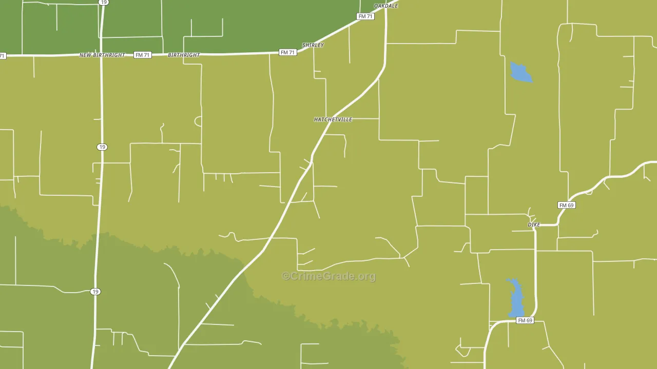 Hatchetville, TX Map of Arson Rates