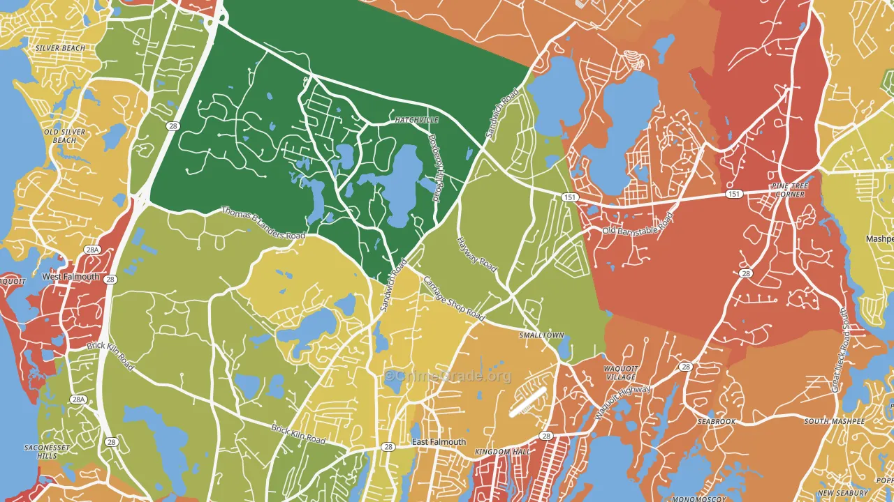 Hatchville, East Falmouth, MA Map of Arson Rates