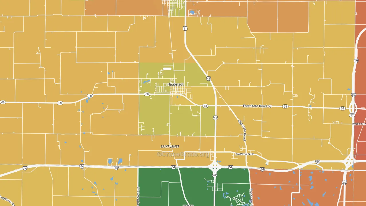 Haubstadt, IN Map of Arson Rates