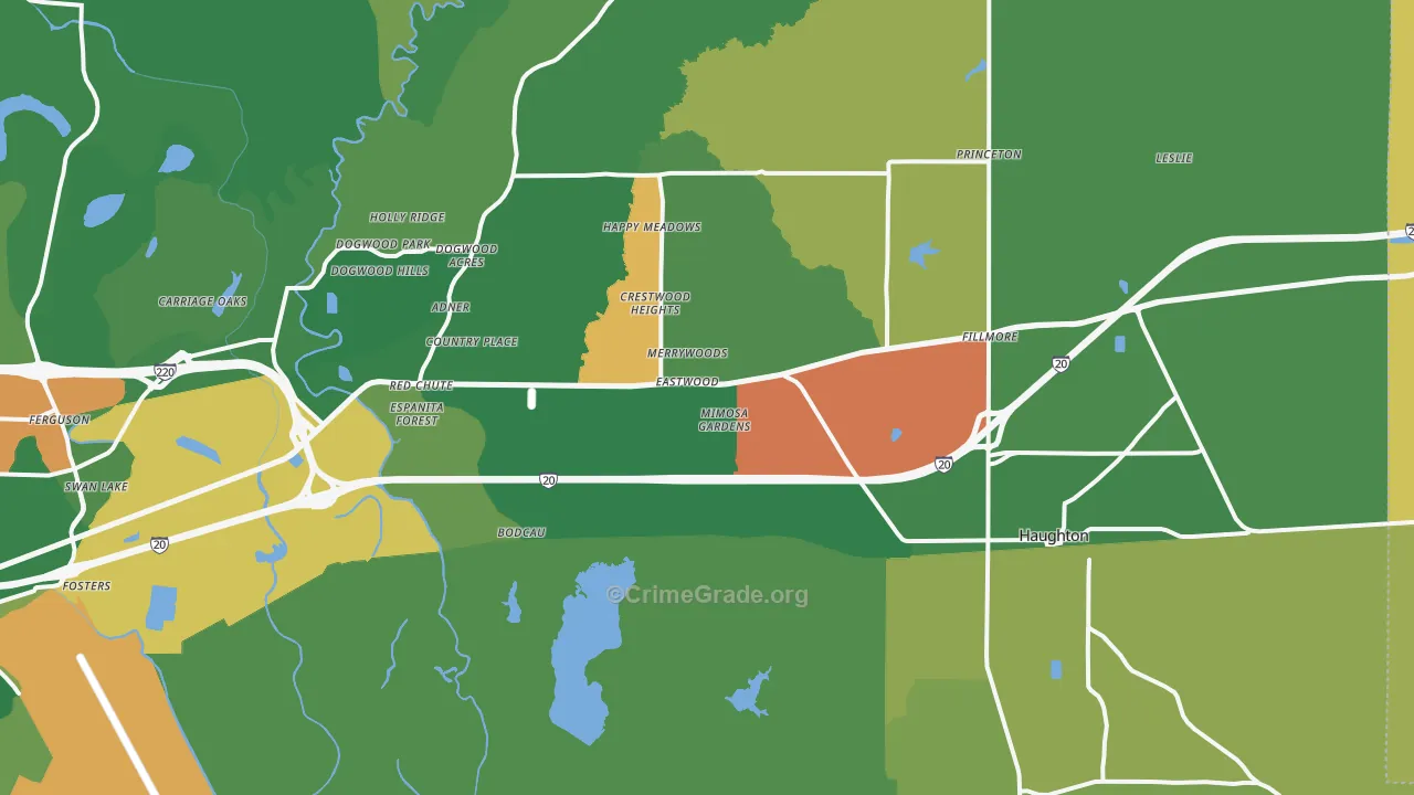 Haughton, LA Map of Arson Rates