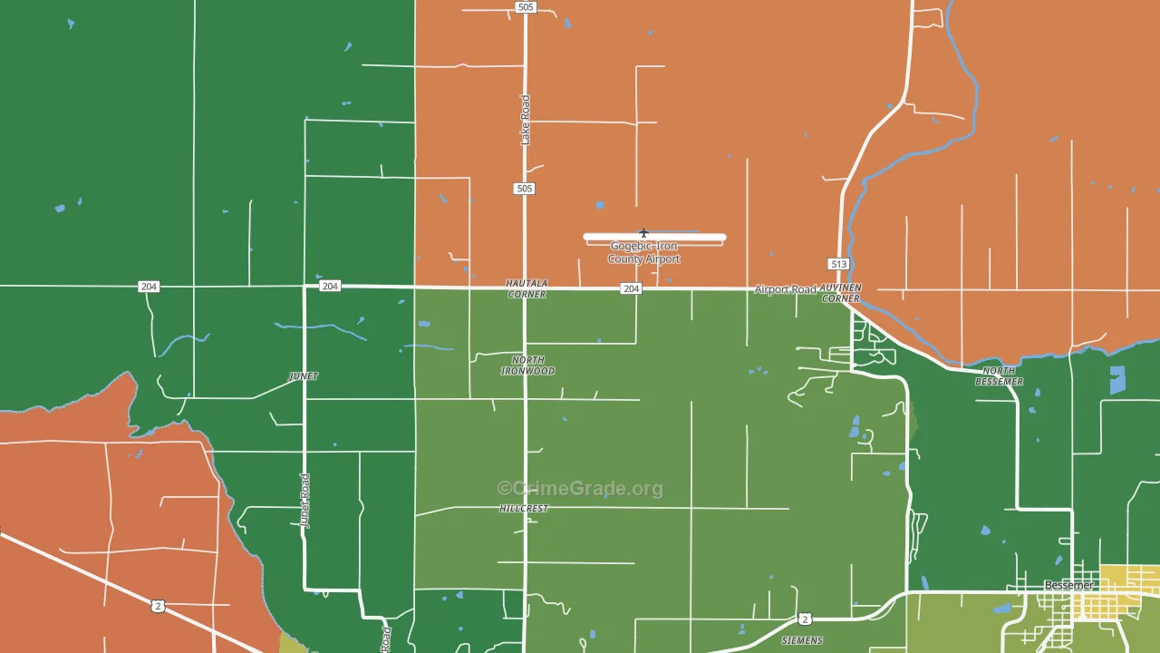 Hautala Corner, MI Map of Arson Rates