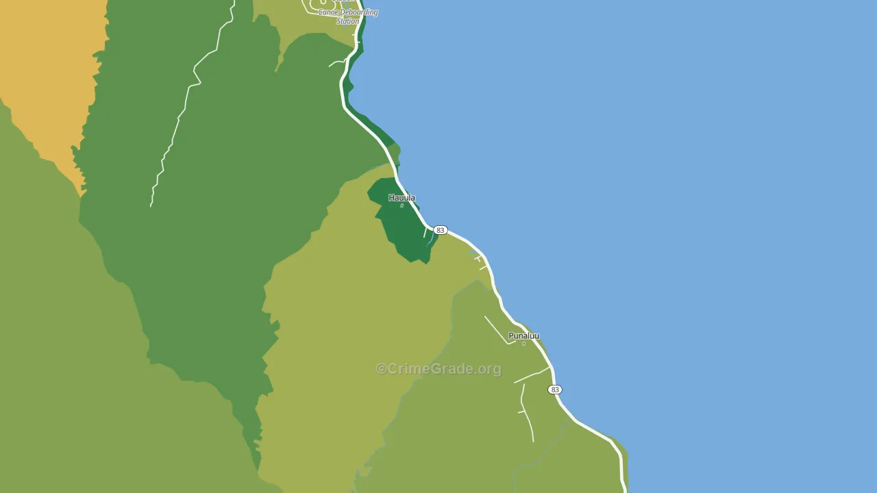 Hauula, HI Map of Arson Rates