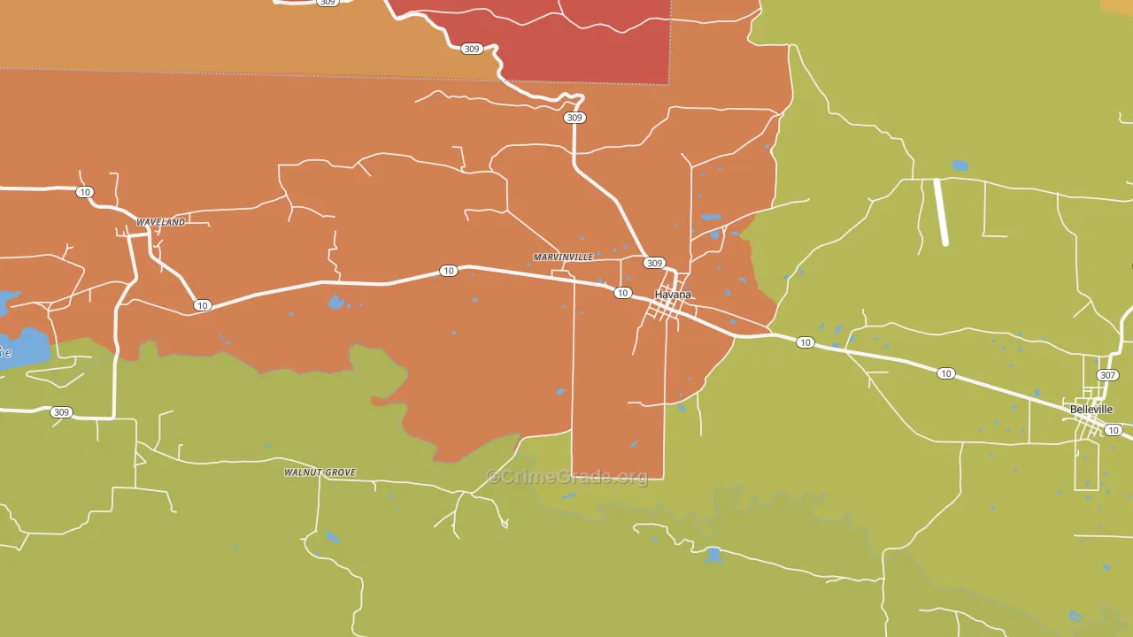 Havana, AR Map of Arson Rates