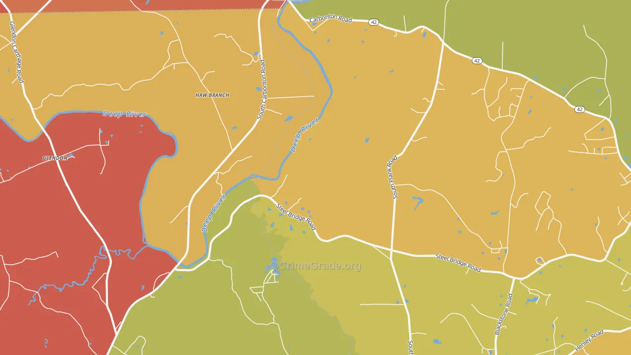 Haw Branch, NC Map of Arson Rates