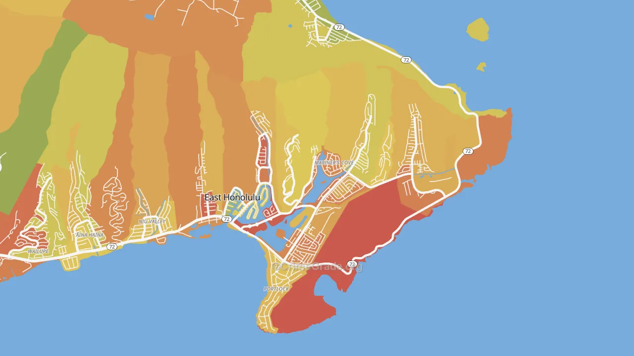Hawaii Kai, East Honolulu, HI Map of Arson Rates