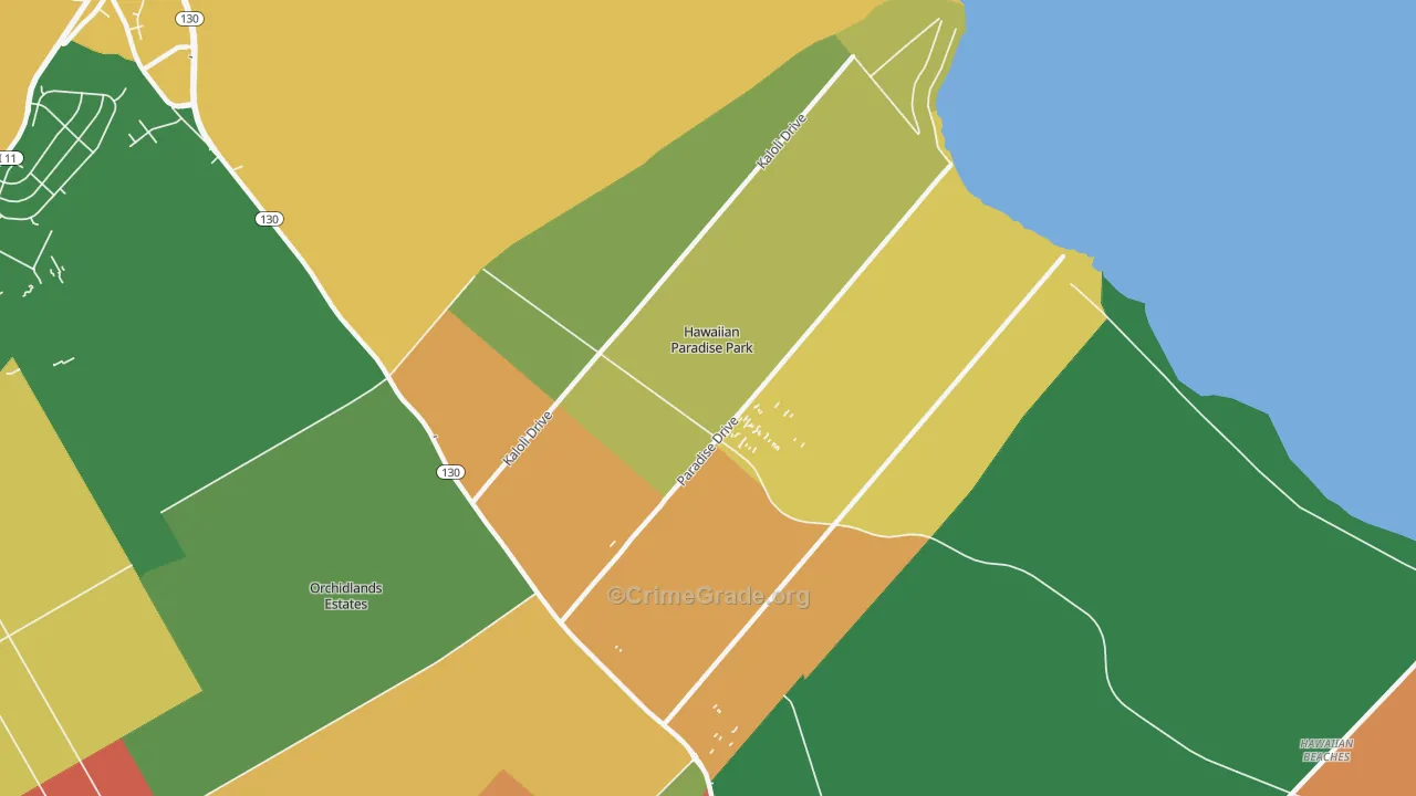 Hawaiian Paradise Park, HI Map of Arson Rates