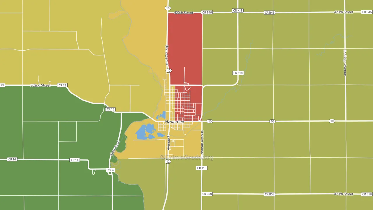 Hawarden, IA Map of Arson Rates