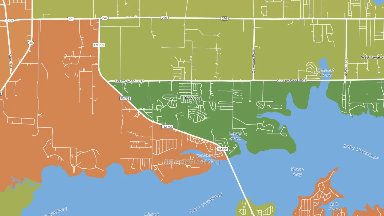 Hawk Cove, TX Map of Arson Rates