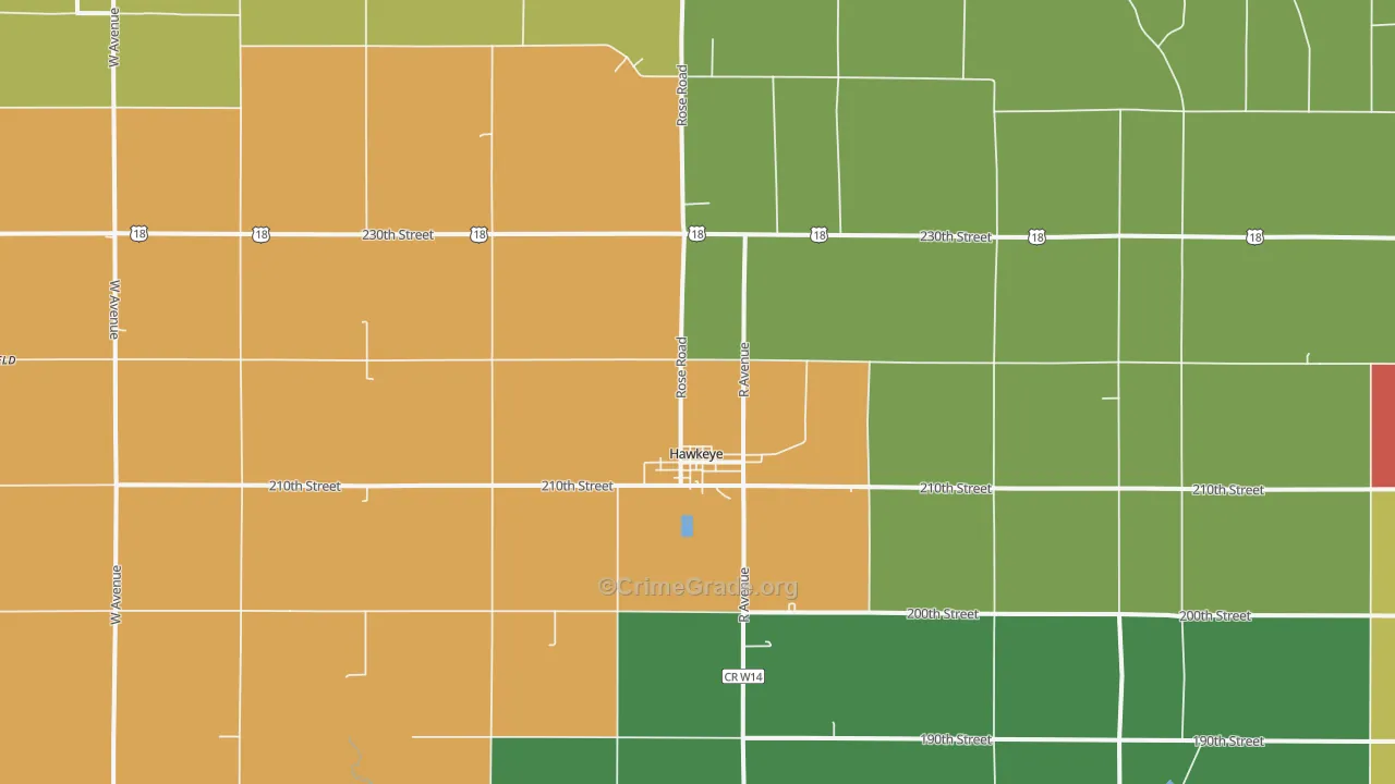 Hawkeye, IA Map of Arson Rates