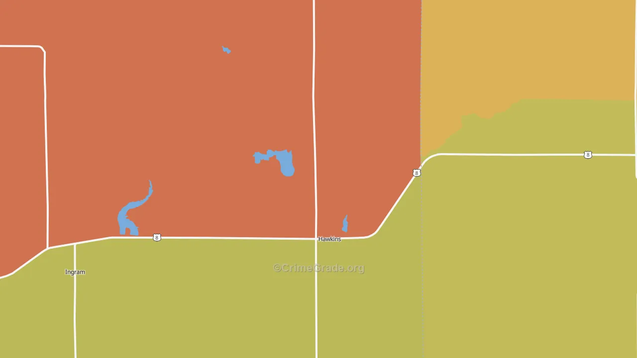 Hawkins, WI Map of Arson Rates