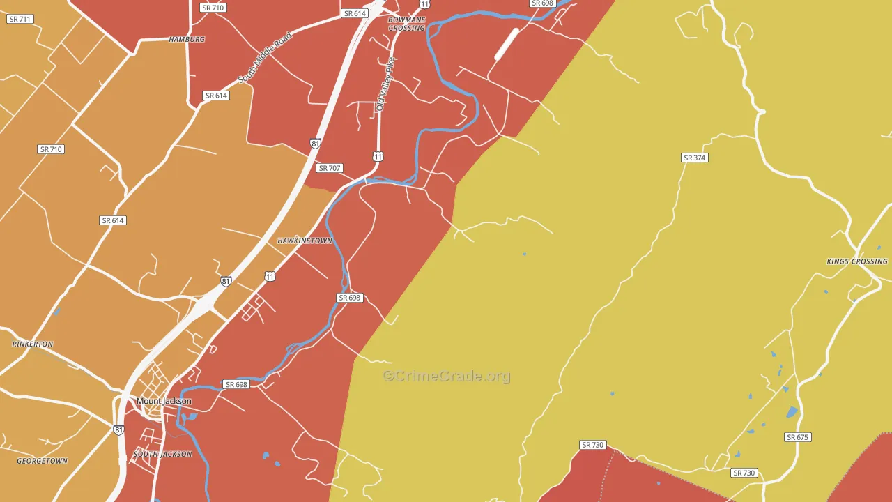 Hawkinstown, VA Map of Arson Rates