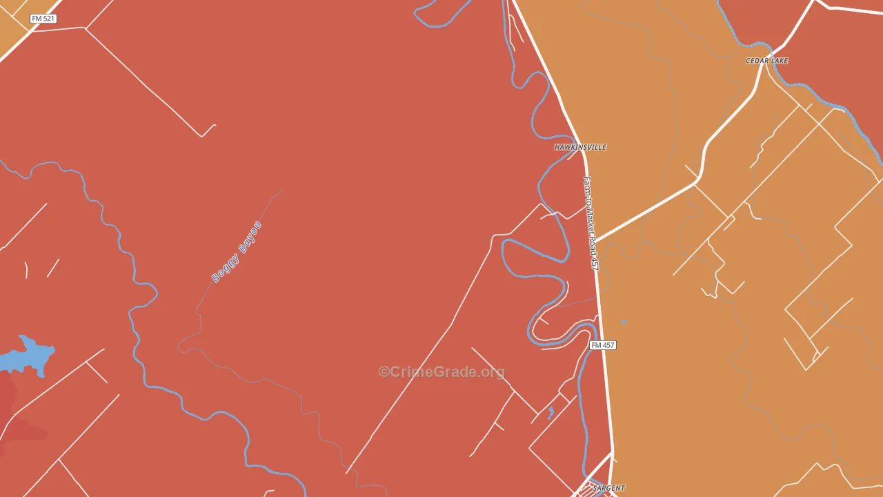 Hawkinsville, TX Map of Arson Rates
