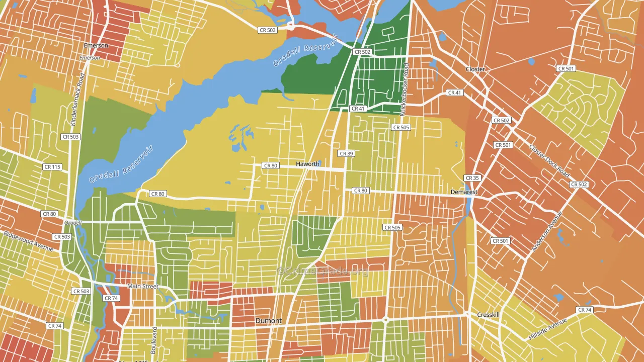 Haworth, NJ Map of Arson Rates