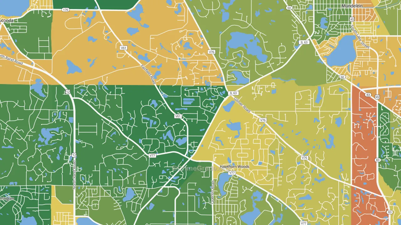 Hawthorn Woods, IL Map of Arson Rates