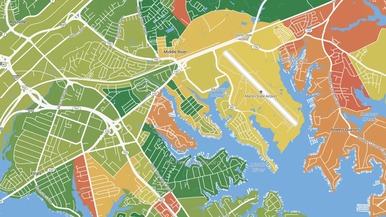 Hawthorne, Middle River, MD Map of Arson Rates