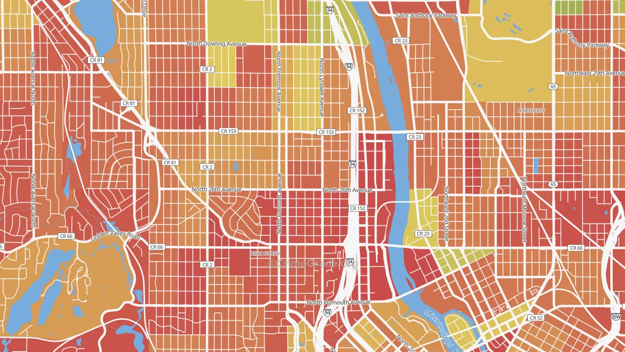 Hawthorne, Minneapolis, MN Map of Arson Rates