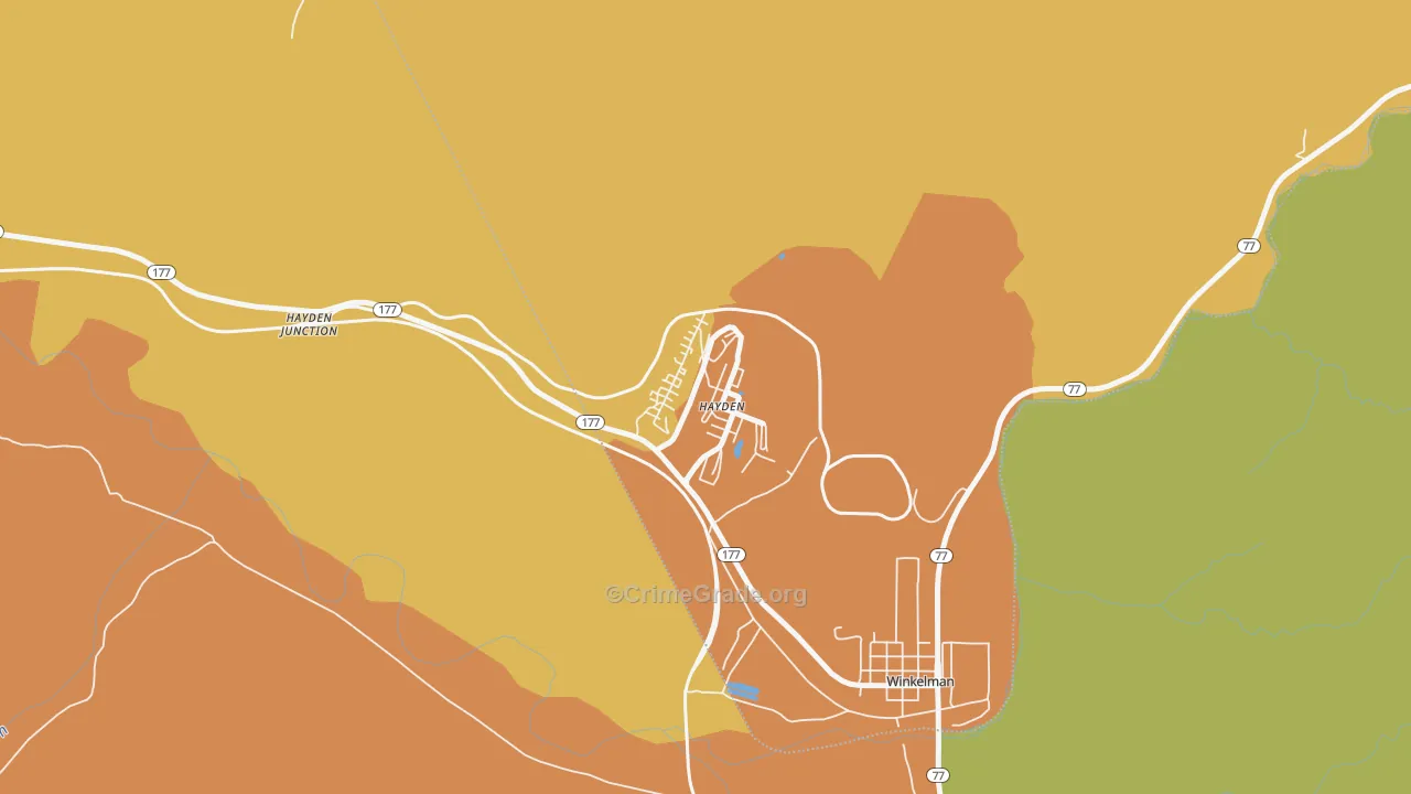 Hayden, AZ Map of Arson Rates