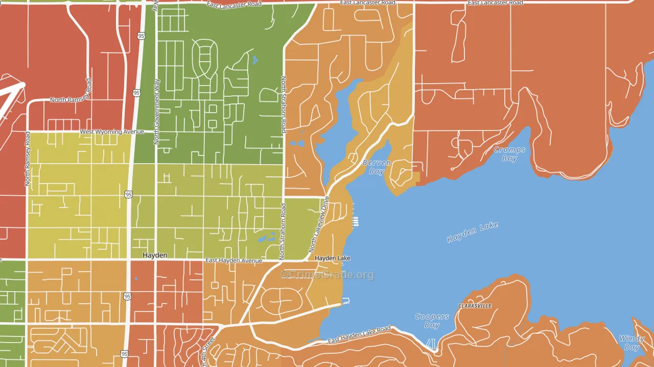 Hayden Lake, ID Map of Arson Rates