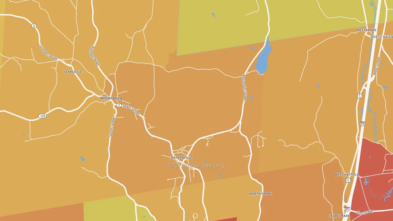 Haydenville, MA Map of Arson Rates
