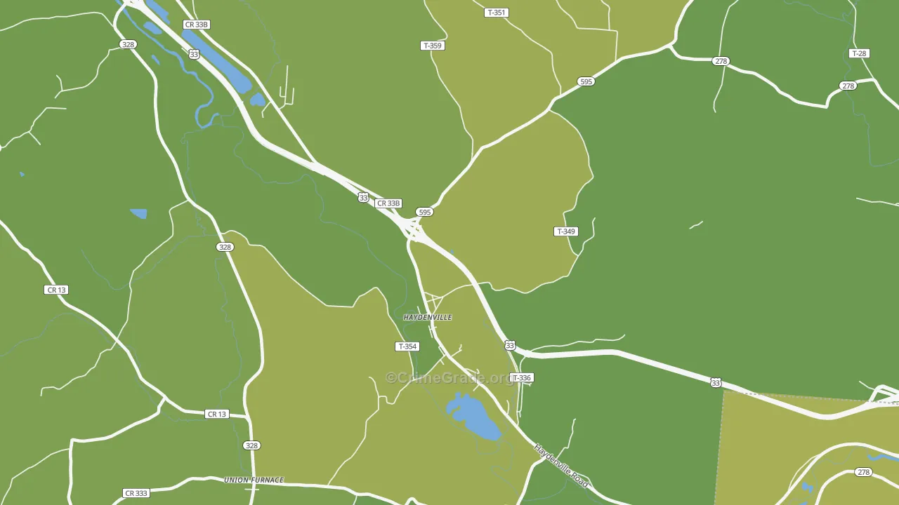 Haydenville, OH Map of Arson Rates