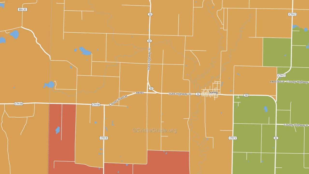 Hayes, WI Map of Arson Rates