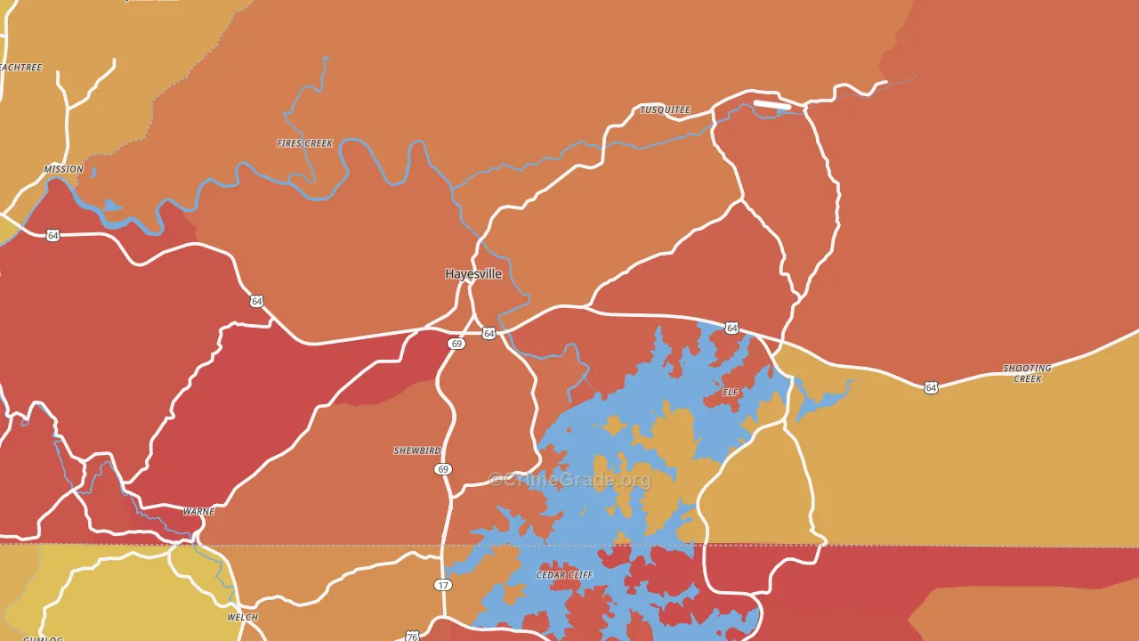 Hayesville, NC Map of Arson Rates