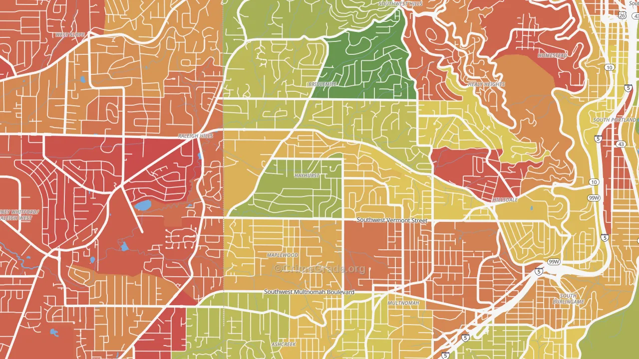 Hayhurst, Portland, OR Map of Arson Rates
