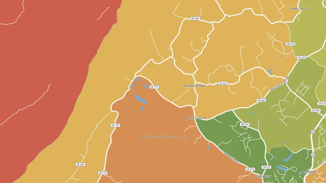 Haymakertown, VA Map of Arson Rates