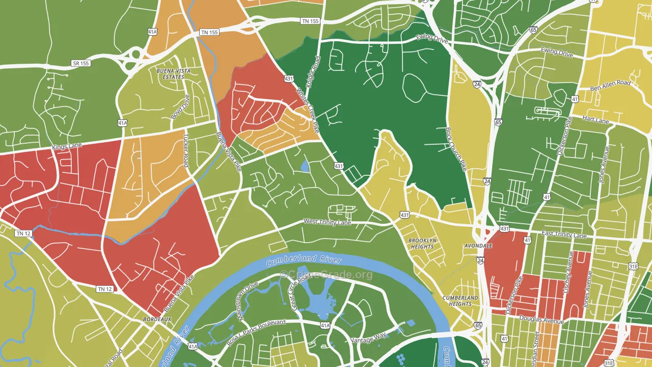 Haynes Area, Nashville, TN Map of Arson Rates