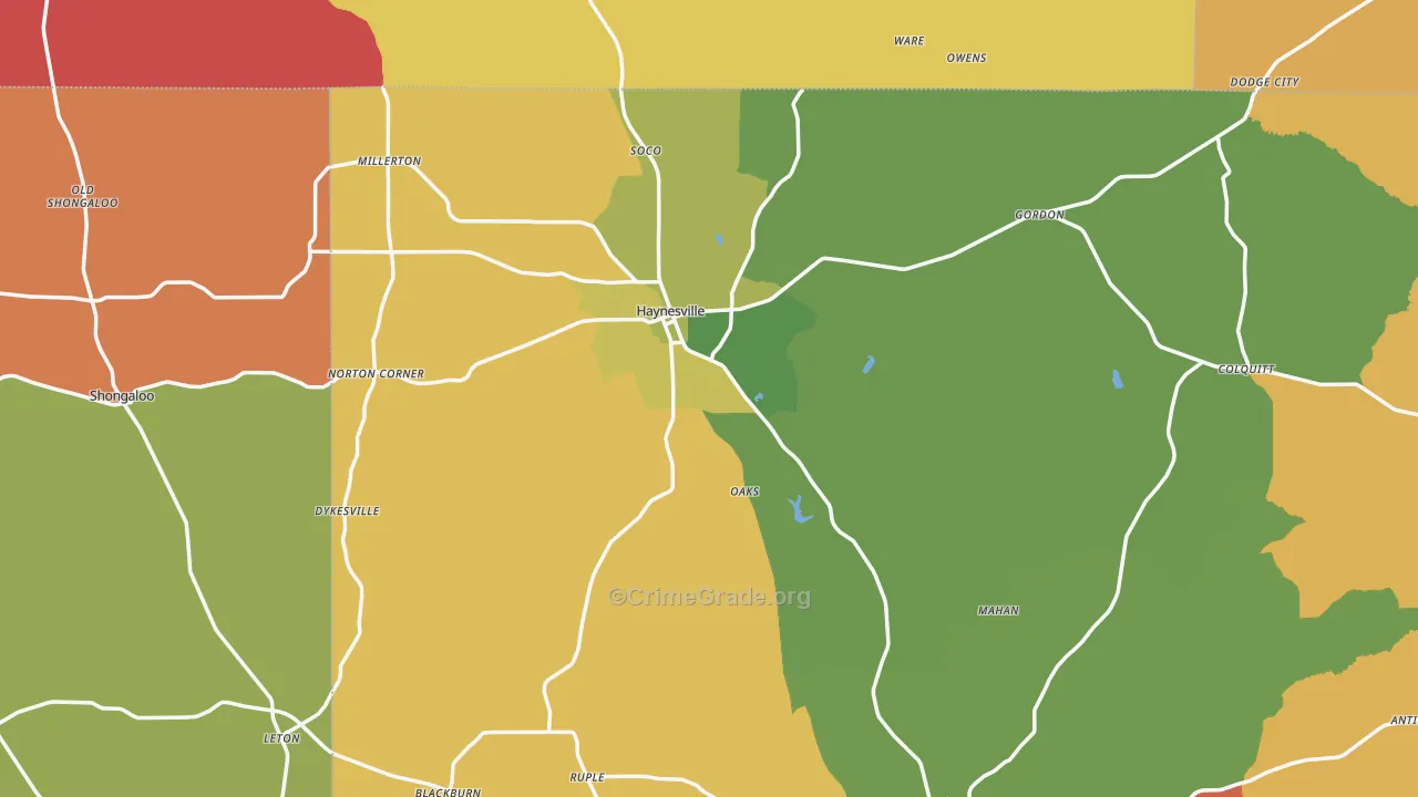 Haynesville, LA Map of Arson Rates
