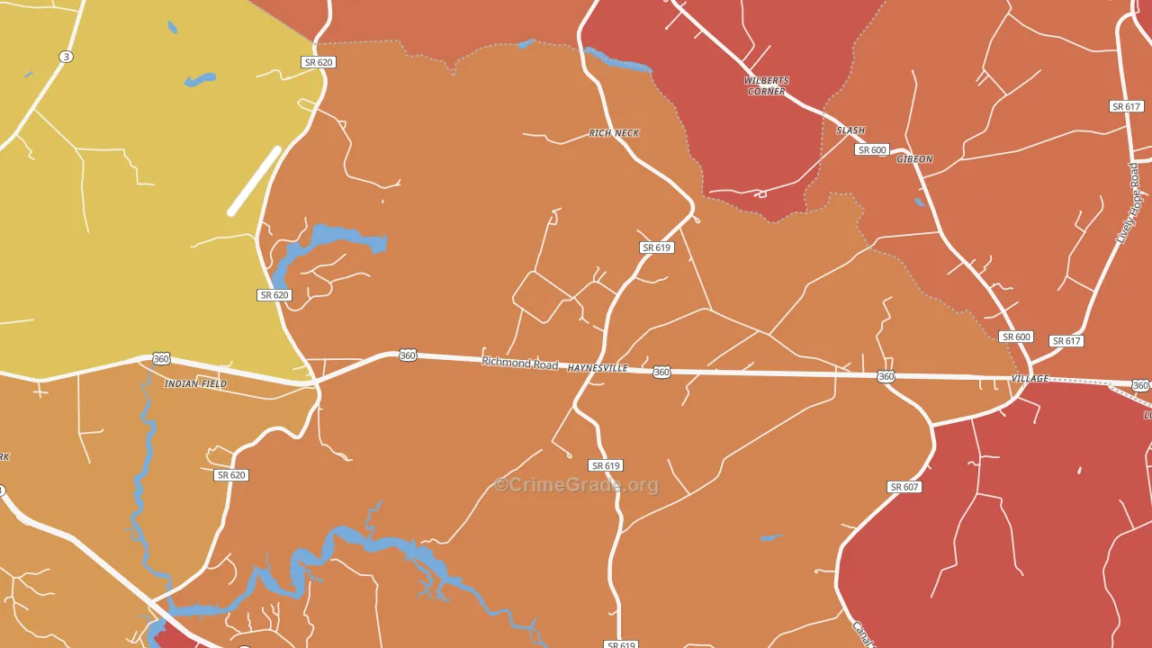 Haynesville, VA Map of Arson Rates