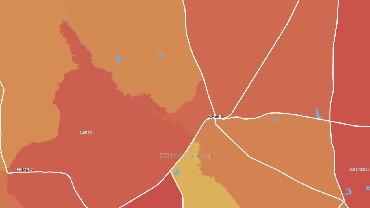 Hayneville, AL Map of Arson Rates