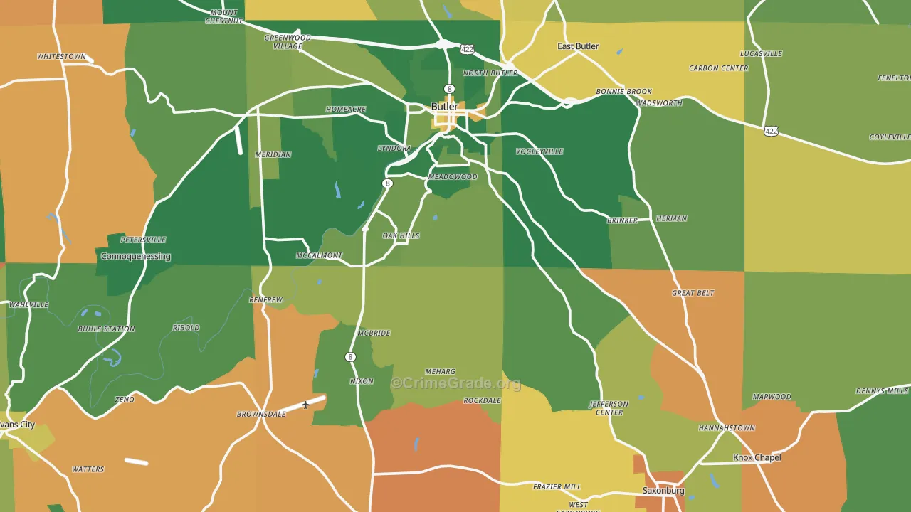 Haysville, PA Map of Arson Rates