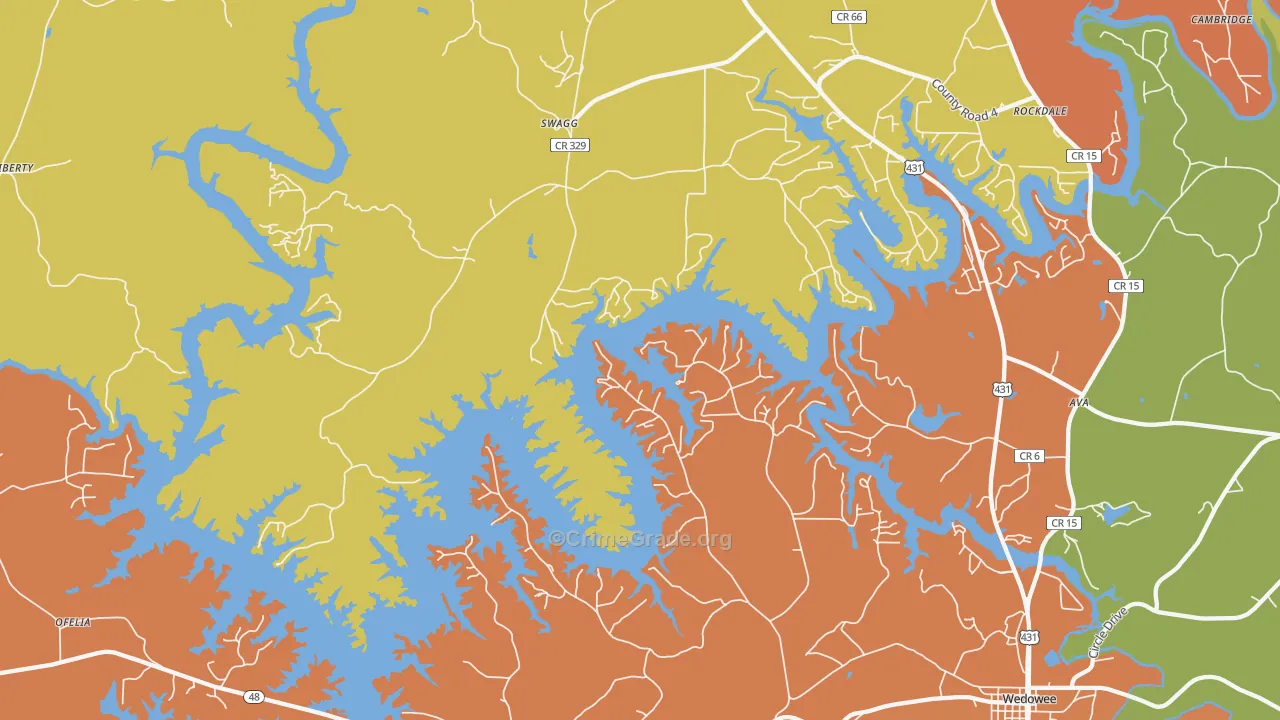 Haywood, AL Map of Arson Rates