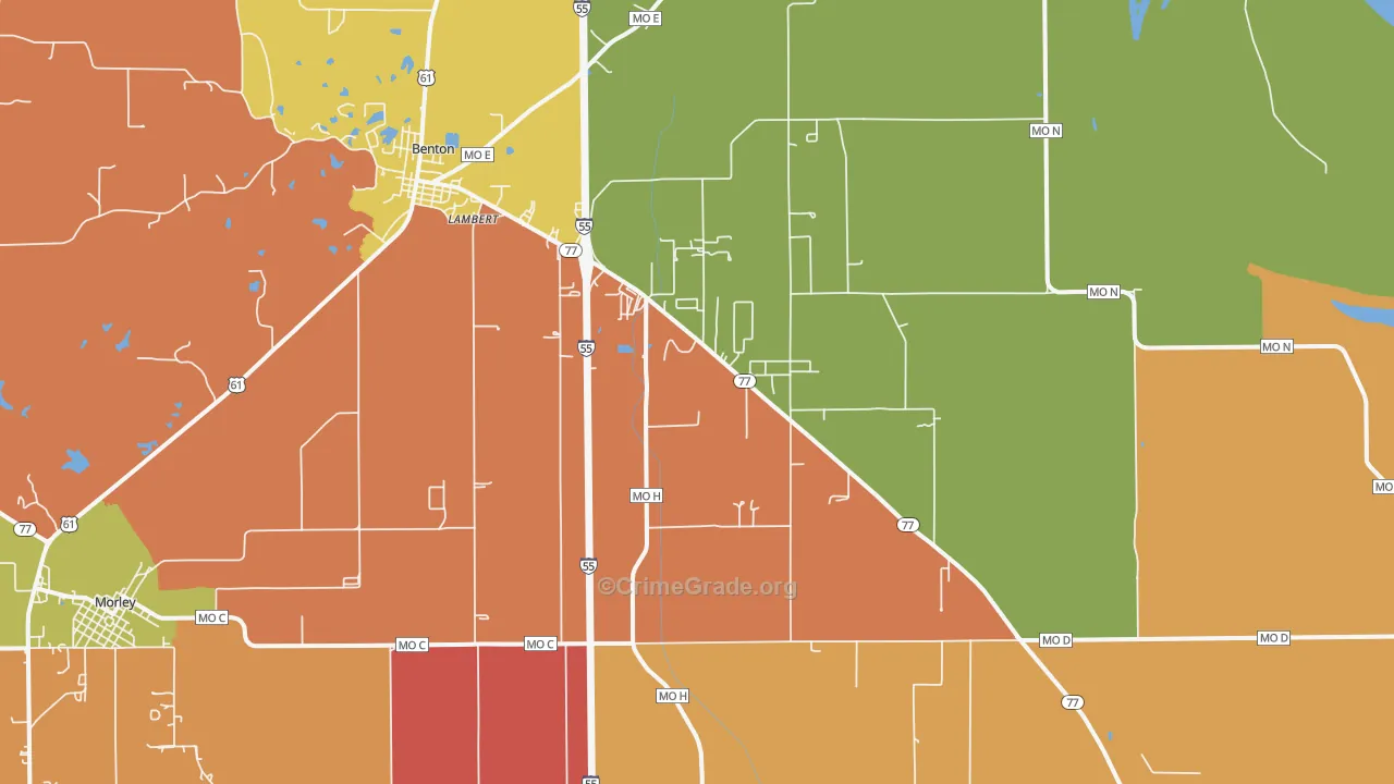 Haywood City, MO Map of Arson Rates