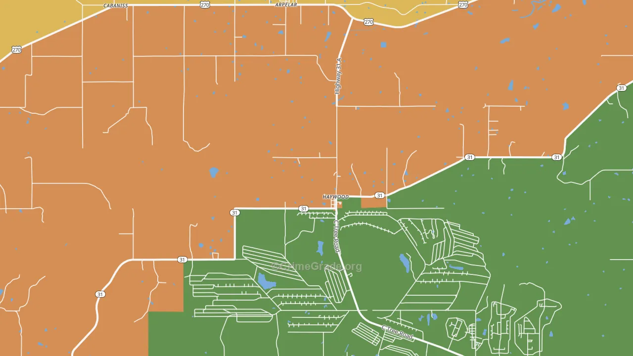 Haywood, OK Map of Arson Rates