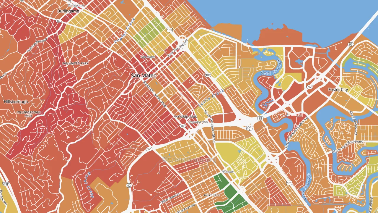 Haywood Park, San Mateo, CA Map of Arson Rates