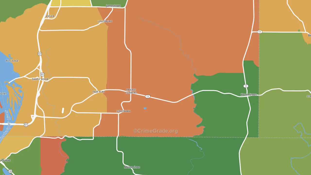 Hazel Green, WI Map of Arson Rates