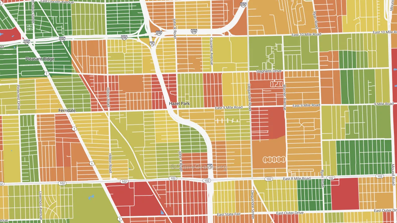 Hazel Park, MI Map of Arson Rates