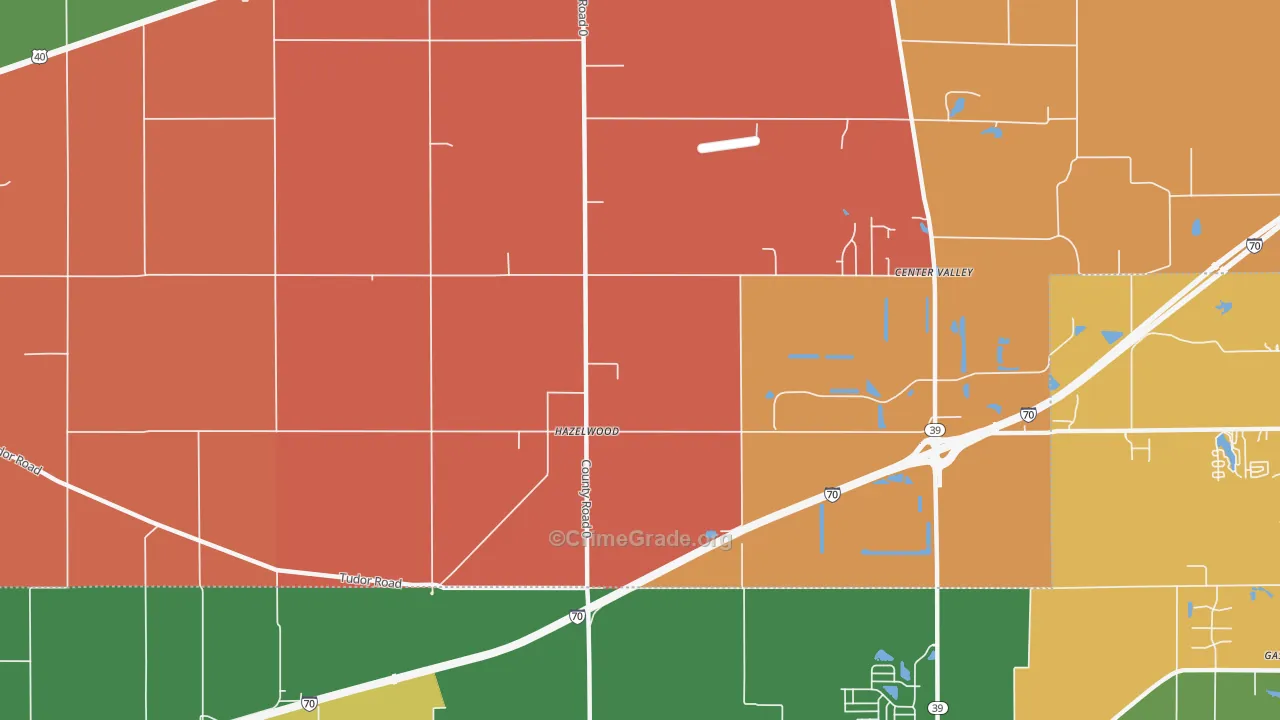 Hazelwood, IN Map of Arson Rates