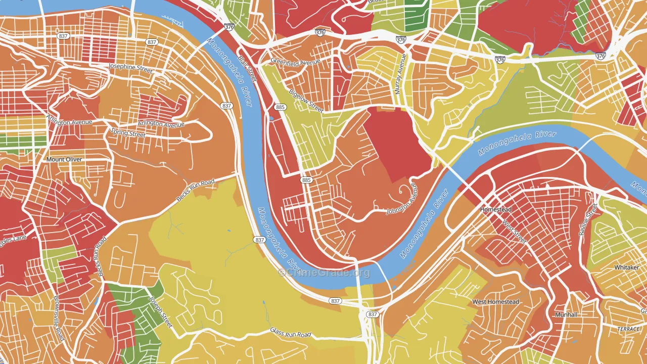 Hazelwood, Pittsburgh, PA Map of Arson Rates