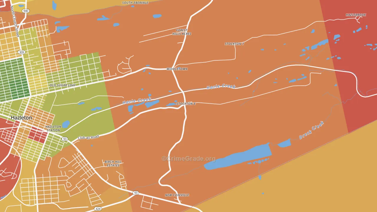 Hazle Township, PA Map of Arson Rates