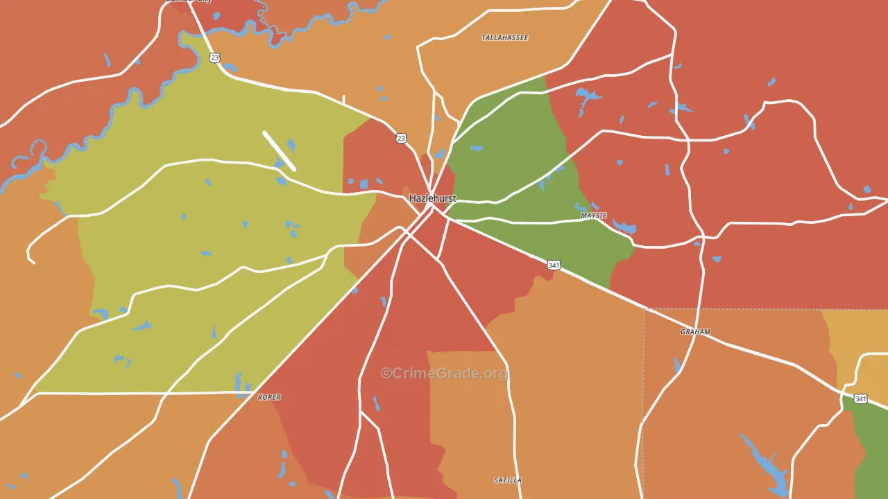 Hazlehurst, GA Map of Arson Rates