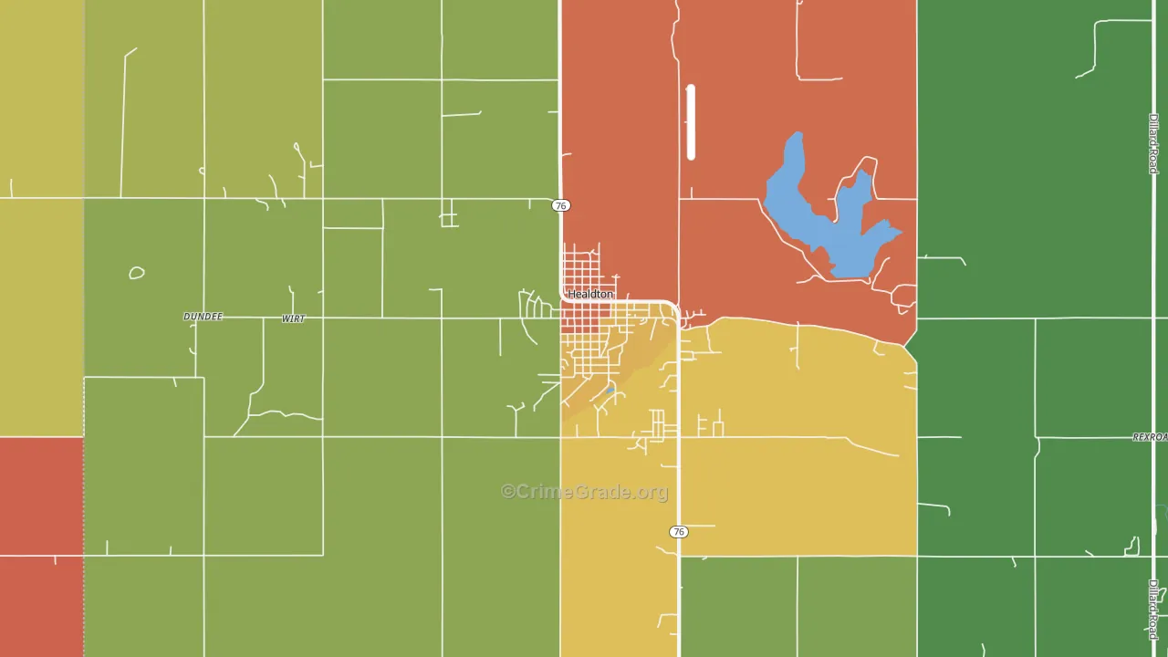 Healdton, OK Map of Arson Rates