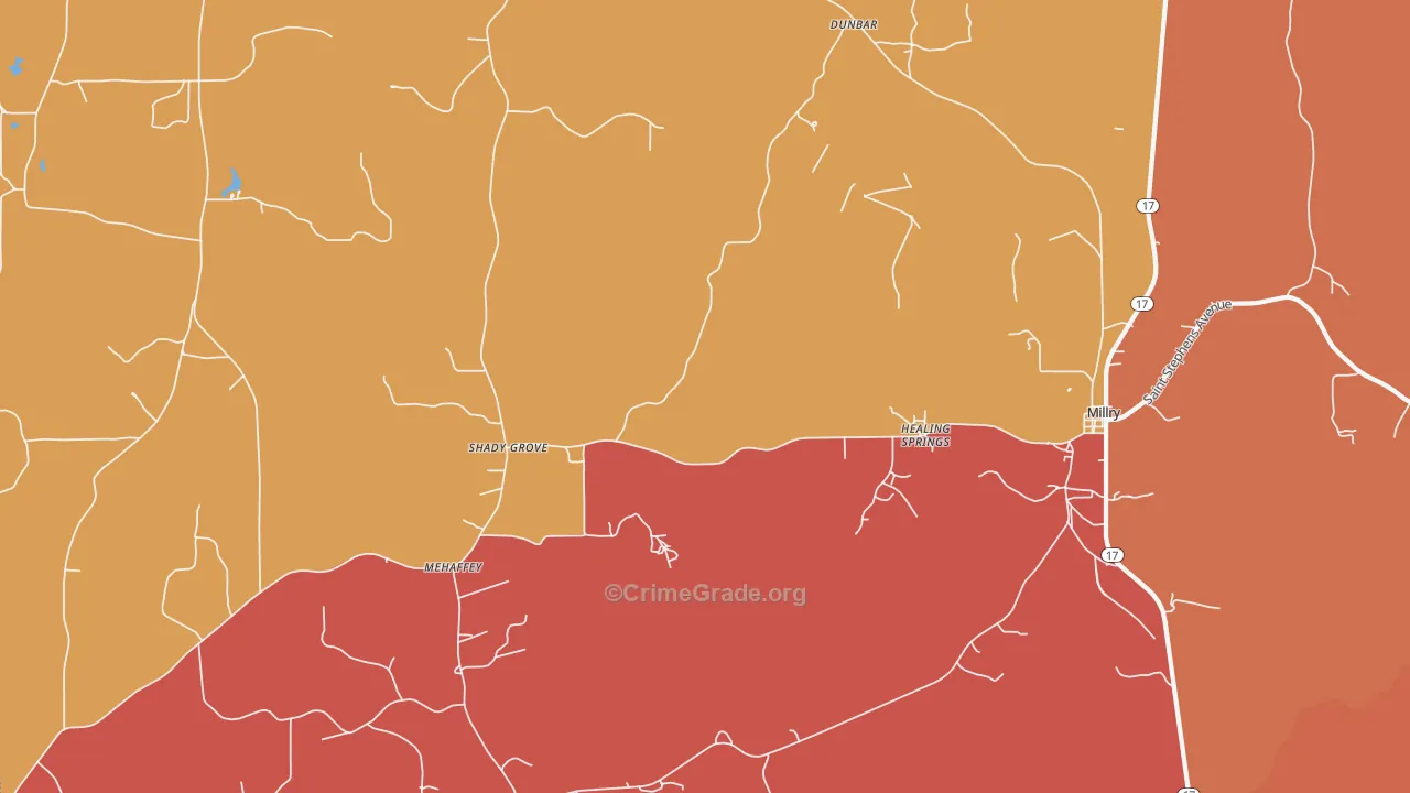 Healing Springs, AL Map of Arson Rates