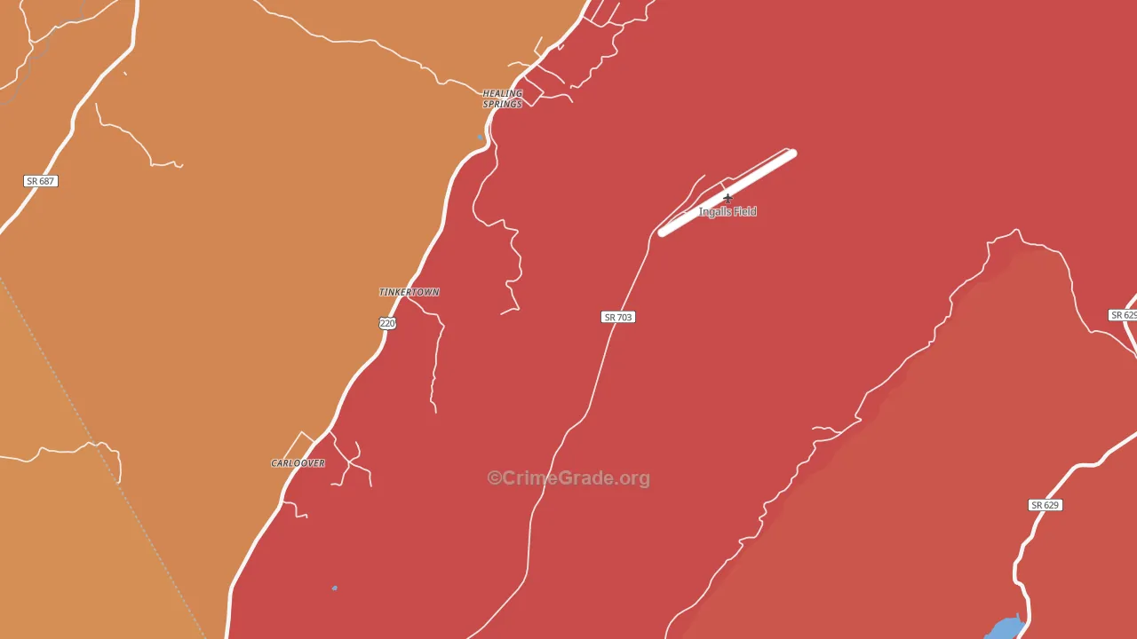 Healing Springs, VA Map of Arson Rates
