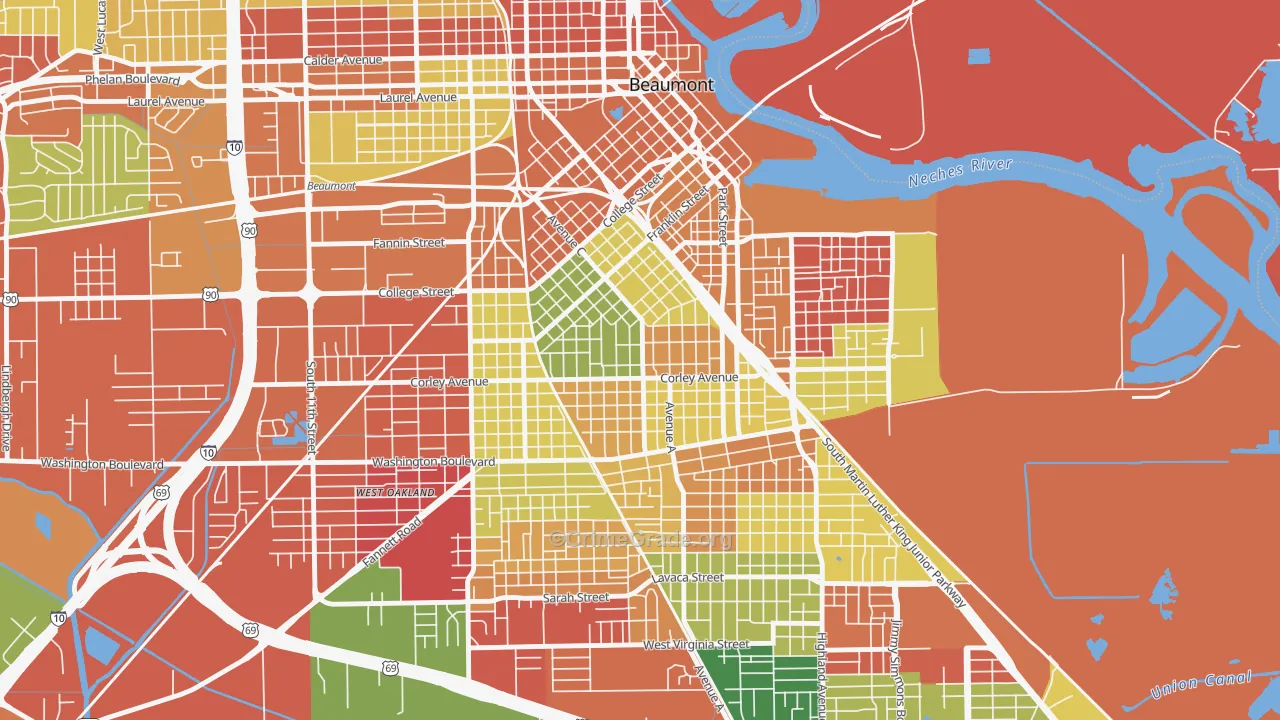 Heart of the City, Beaumont, TX Map of Arson Rates