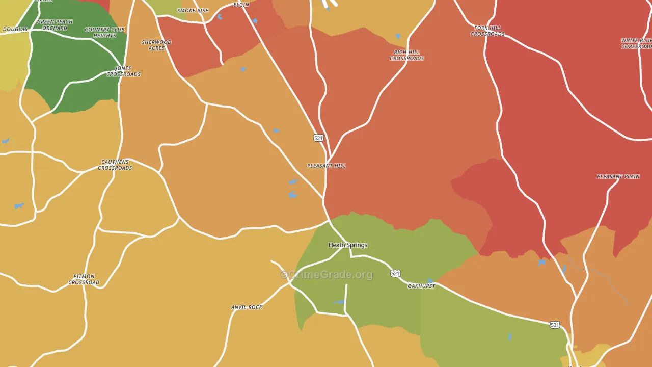 Heath Springs, SC Map of Arson Rates